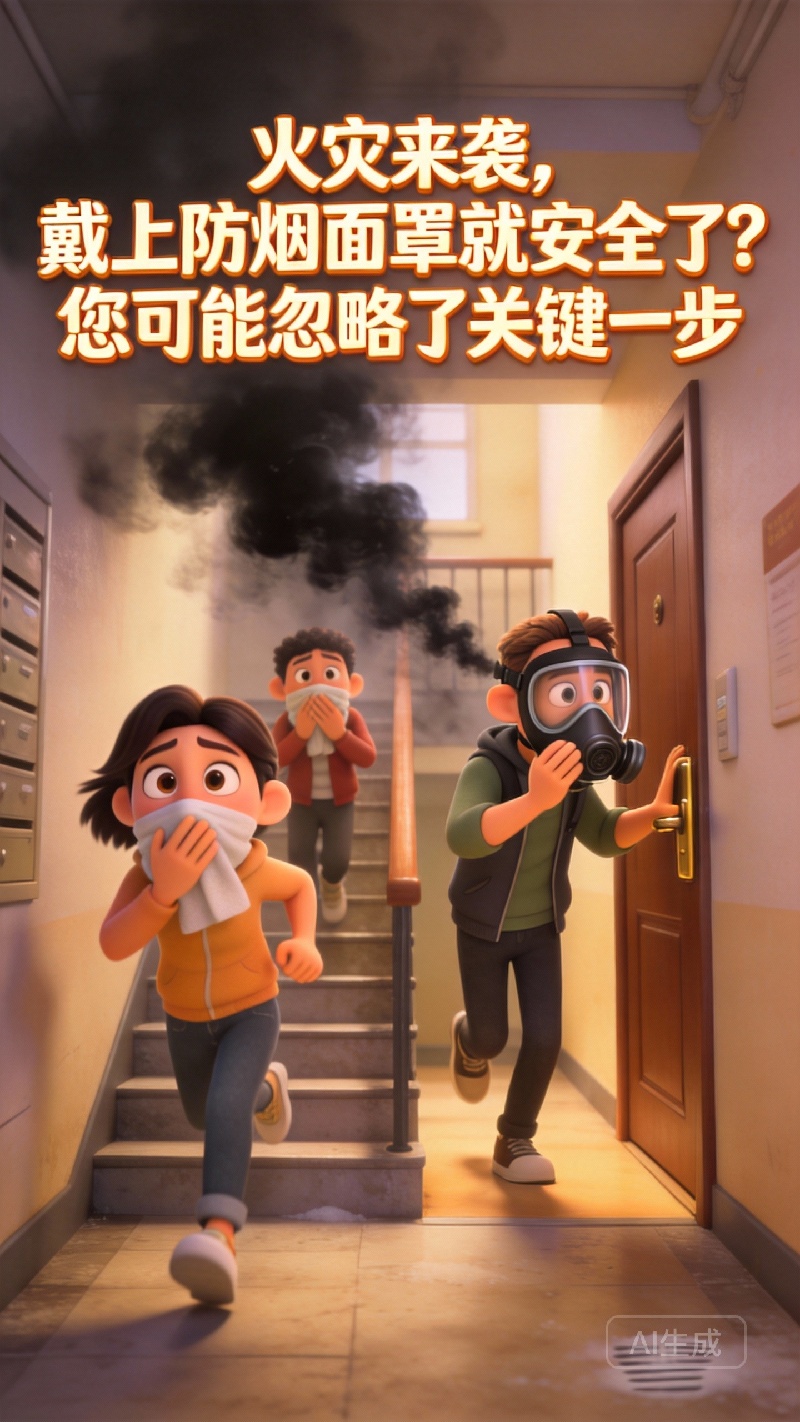 火灾来袭,戴上防烟面罩就安全了?您可能忽略了关键一步 火灾来袭,戴上防烟面罩就安全了?您可能忽略了关键一步