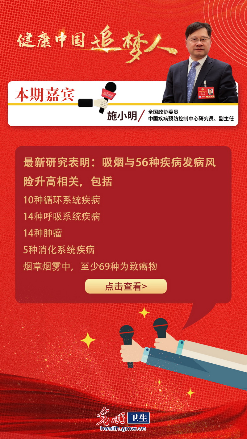 【互动海报】健康中国追梦人|施小明委员：从立法到行动，构建无烟中国，让健康呼吸触手可及