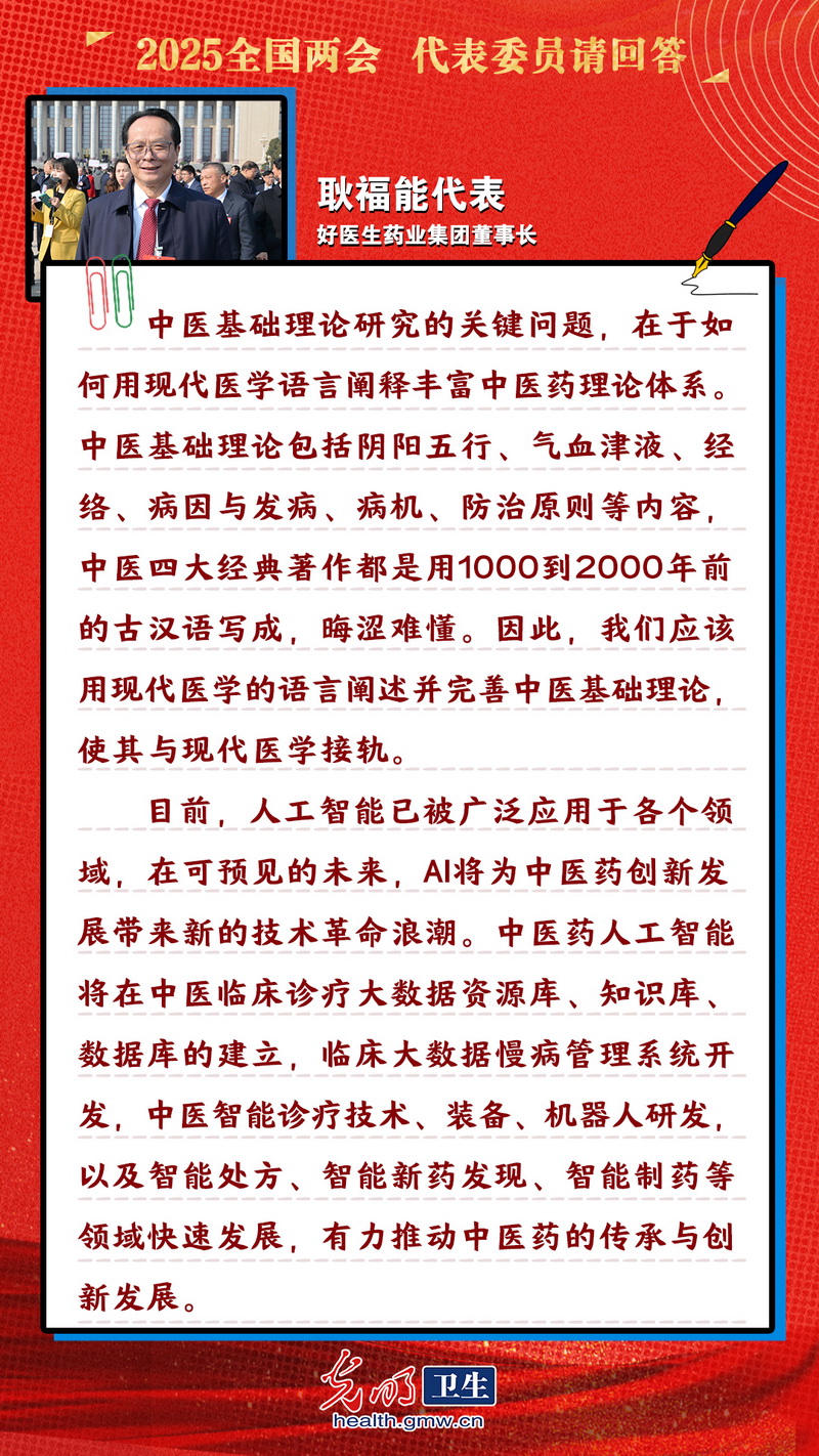 【互动海报】健康中国追梦人|耿福能代表：发挥中医药特色 促进优质医疗资源扩容下沉
