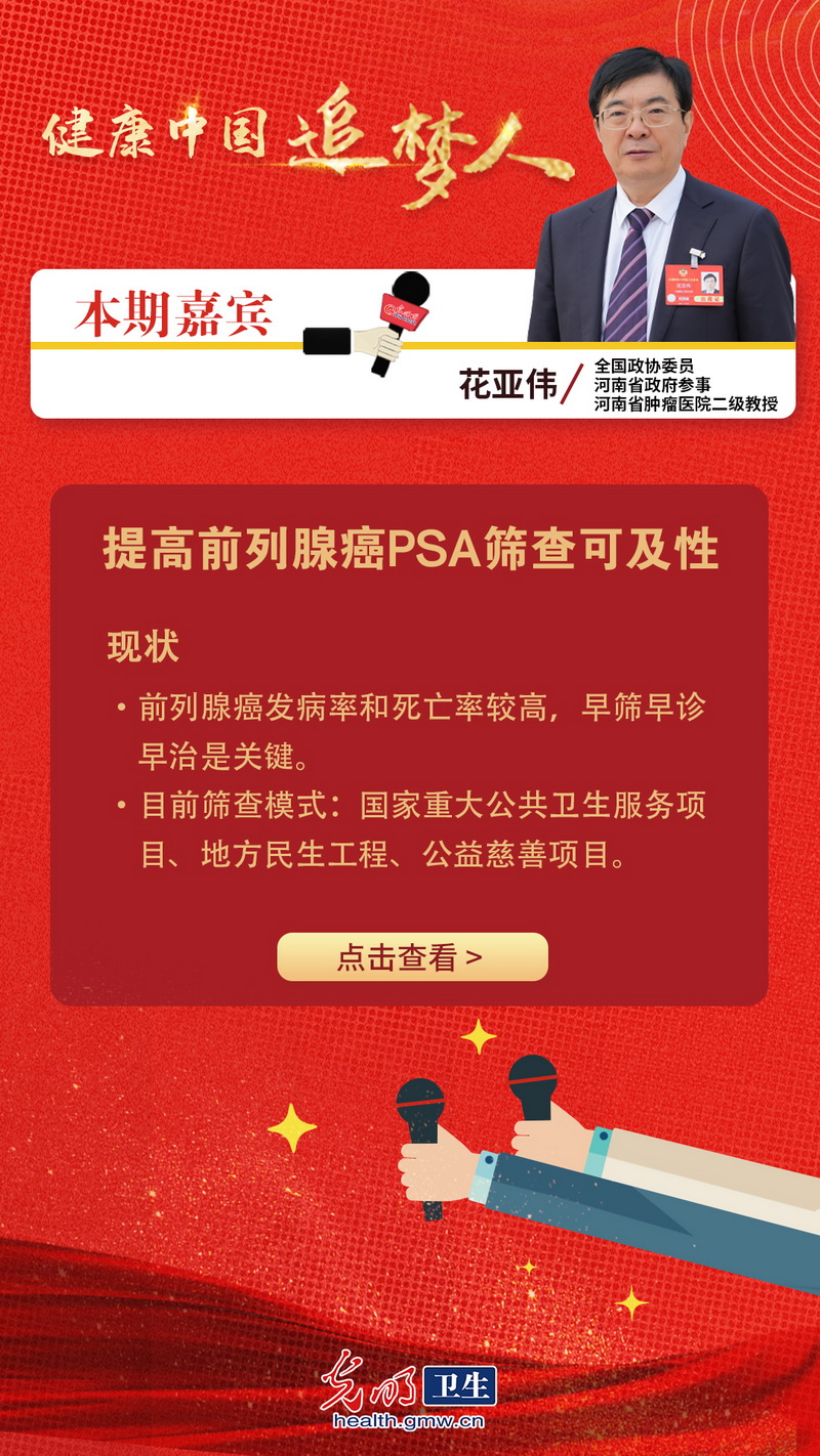 【互动海报】健康中国追梦人|花亚伟委员：构建四级防治网络，提升前列腺癌早筛早诊水平