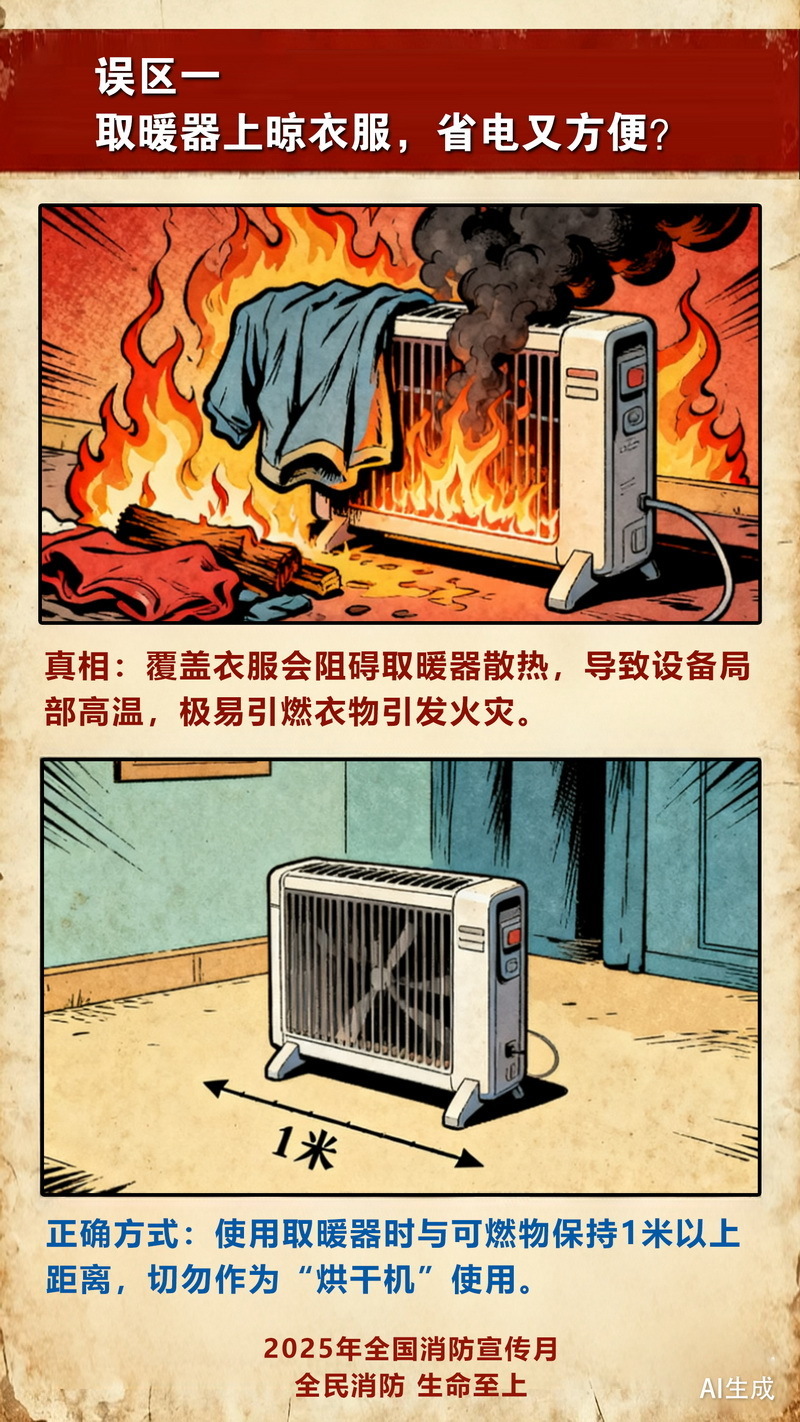 【冬季安全警示录·AI海报】这9个取暖误区可能致命，现在知道还不晚