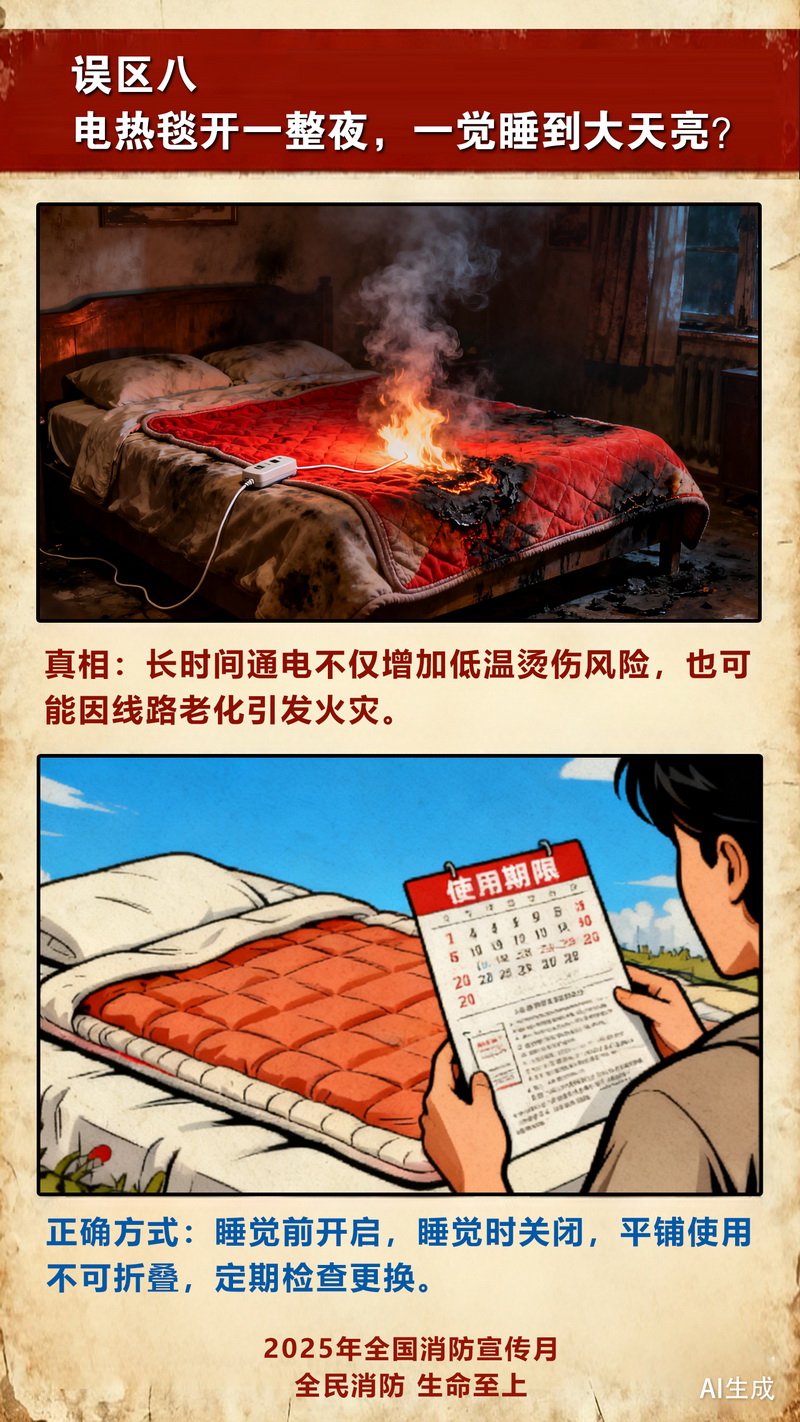 【冬季安全警示录·AI海报】这9个取暖误区可能致命，现在知道还不晚