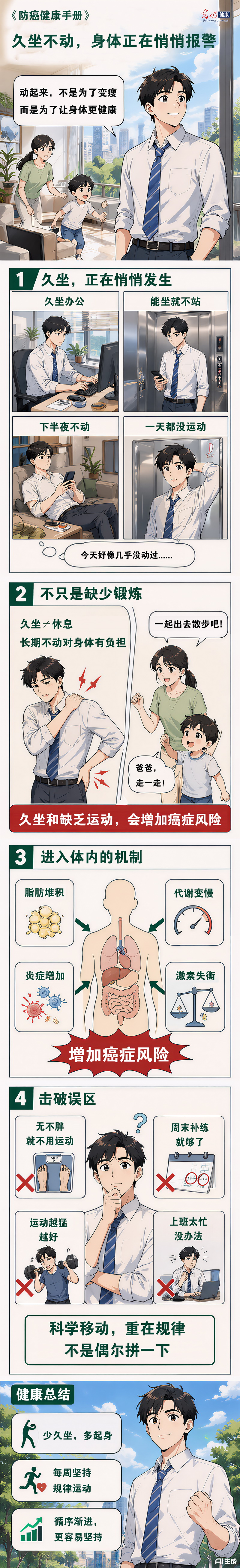 《防癌健康手册》①｜久坐不动，身体正在悄悄报警
