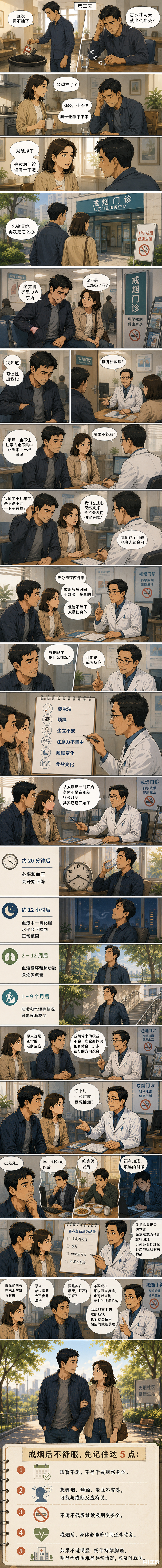 AI漫画丨长期抽烟的人突然戒烟，身体会发生什么变化