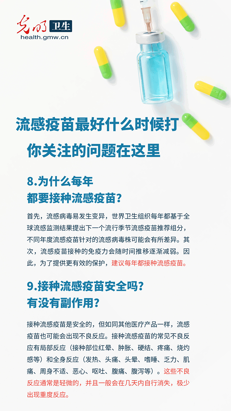 【科普海报】流感疫苗最好什么时候打？13个你最关心的问题，一次说清